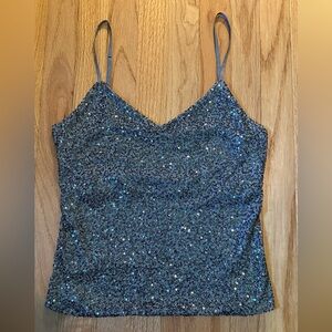 The Limited Silver Gray Sequin Camisole Top